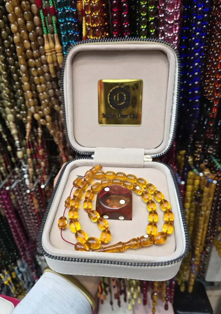 Ömer Daş Usta Signed Fire-Squeezed Amber Rosary & Dice Lighter Set — Built-in Boxed Collection - 2