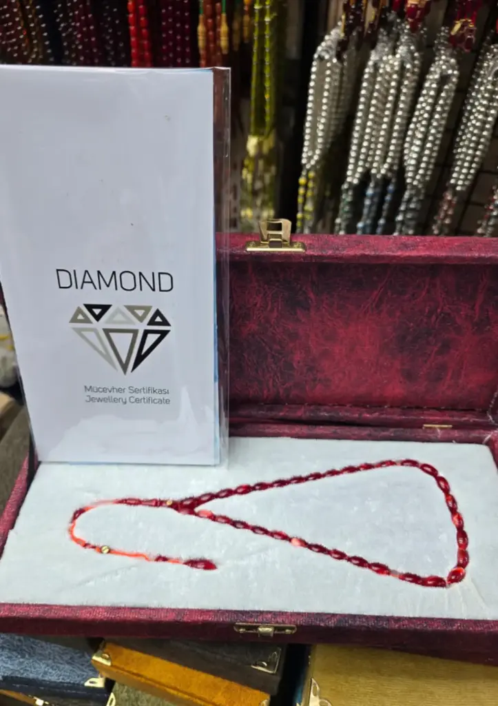 Diamond & Gold Cage Rosary — Fire-Squeezed Amber, Pearl, 0.01 ct Diamonds | Signed by Masters Erkan Çubukçu & Muhammed Tacir - 2