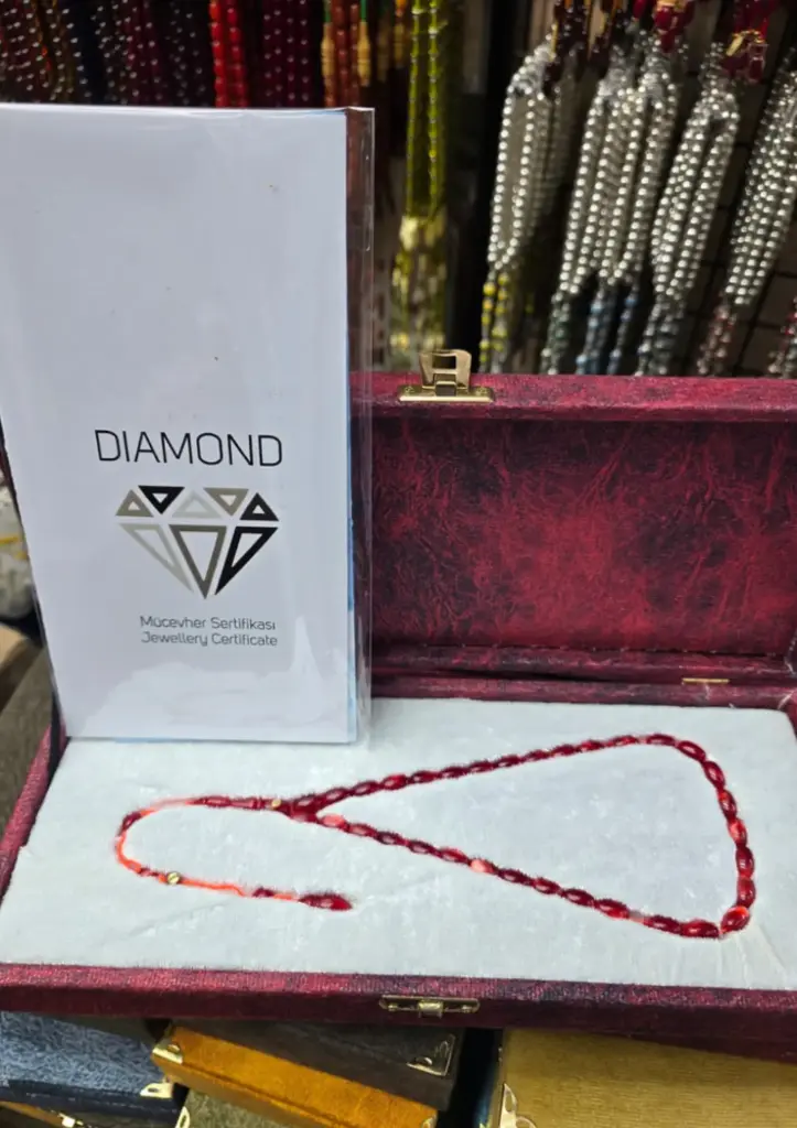 Diamond & Gold Cage Rosary — Fire-Squeezed Amber, Pearl, 0.01 ct Diamonds | Signed by Masters Erkan Çubukçu & Muhammed Tacir - 3