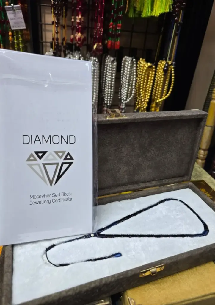 Diamond & Gold Cage Rosary — Fire-Squeezed Amber, Pearl, 0.01 ct Diamonds | Signed by Masters Erkan Çubukçu & Muhammed Tacir - 7